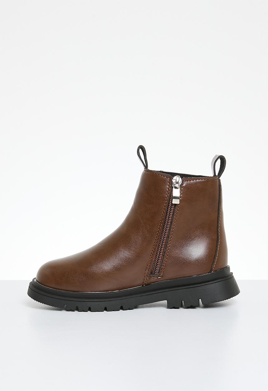 Pop Candy - Zip up Gusset boot - brown