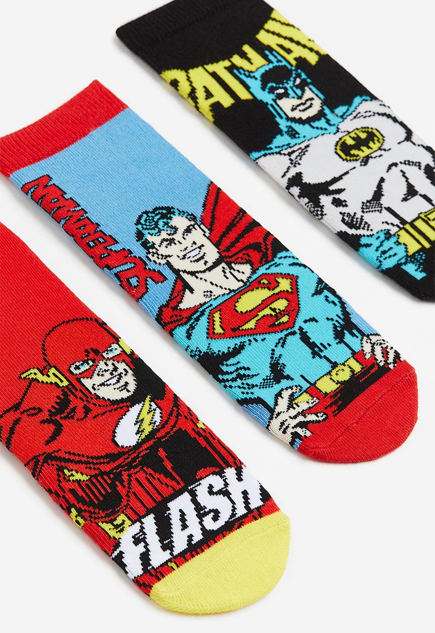 H&M - 5-Pack patterned socks - red,blue,black