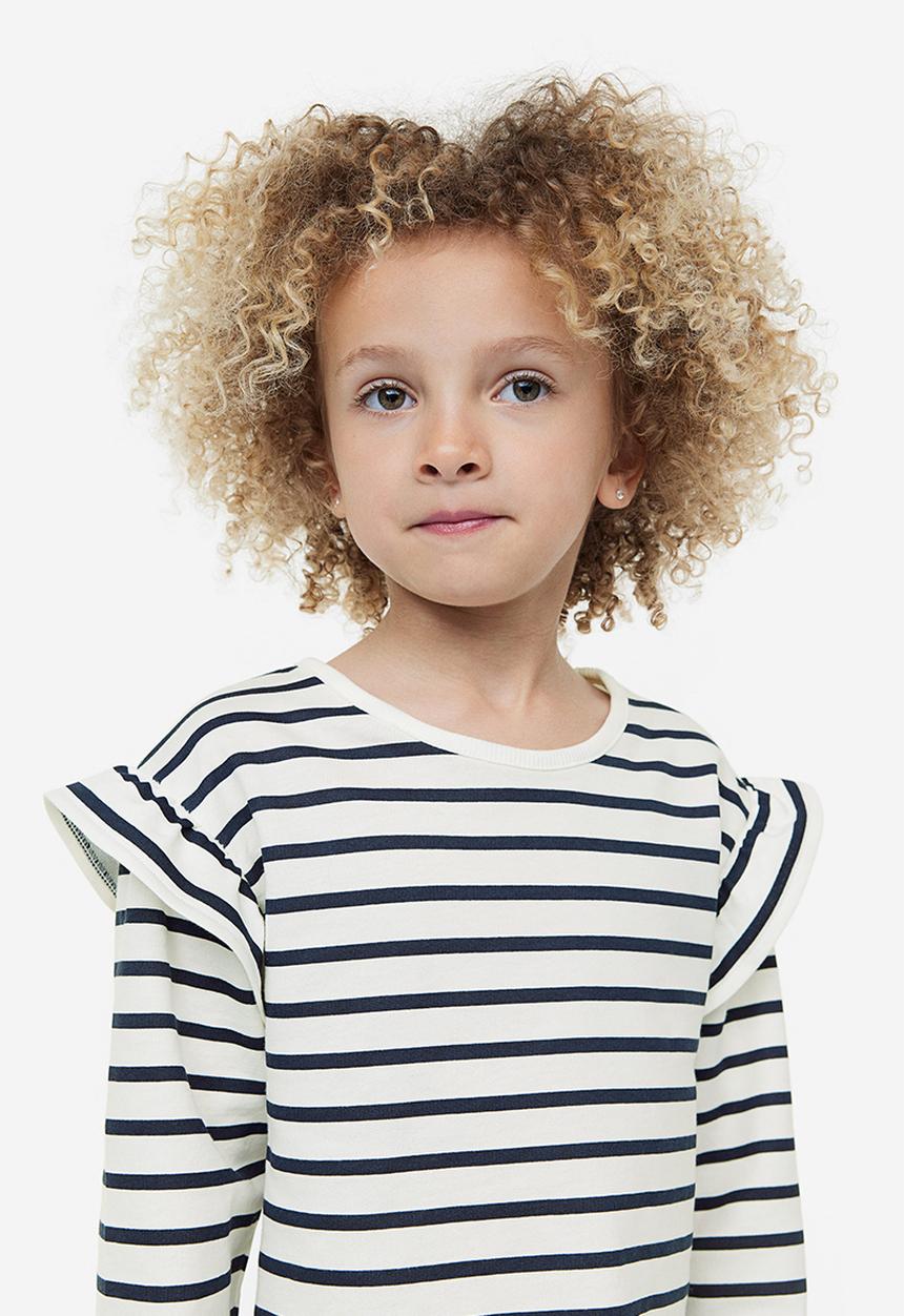 H&M - Flounce-trimmed sweatshirt - white striped