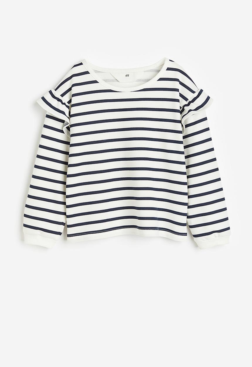 H&M - Flounce-trimmed sweatshirt - white striped