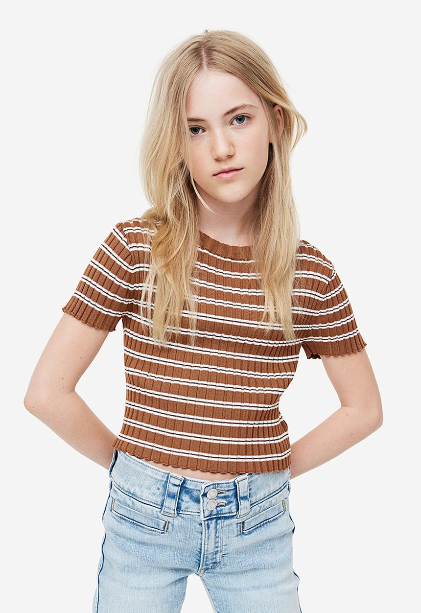 H&M - Rib-knit top - brown striped