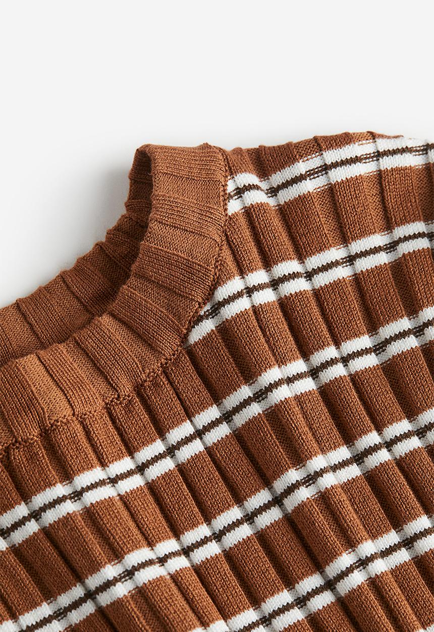 H&M - Rib-knit top - brown striped