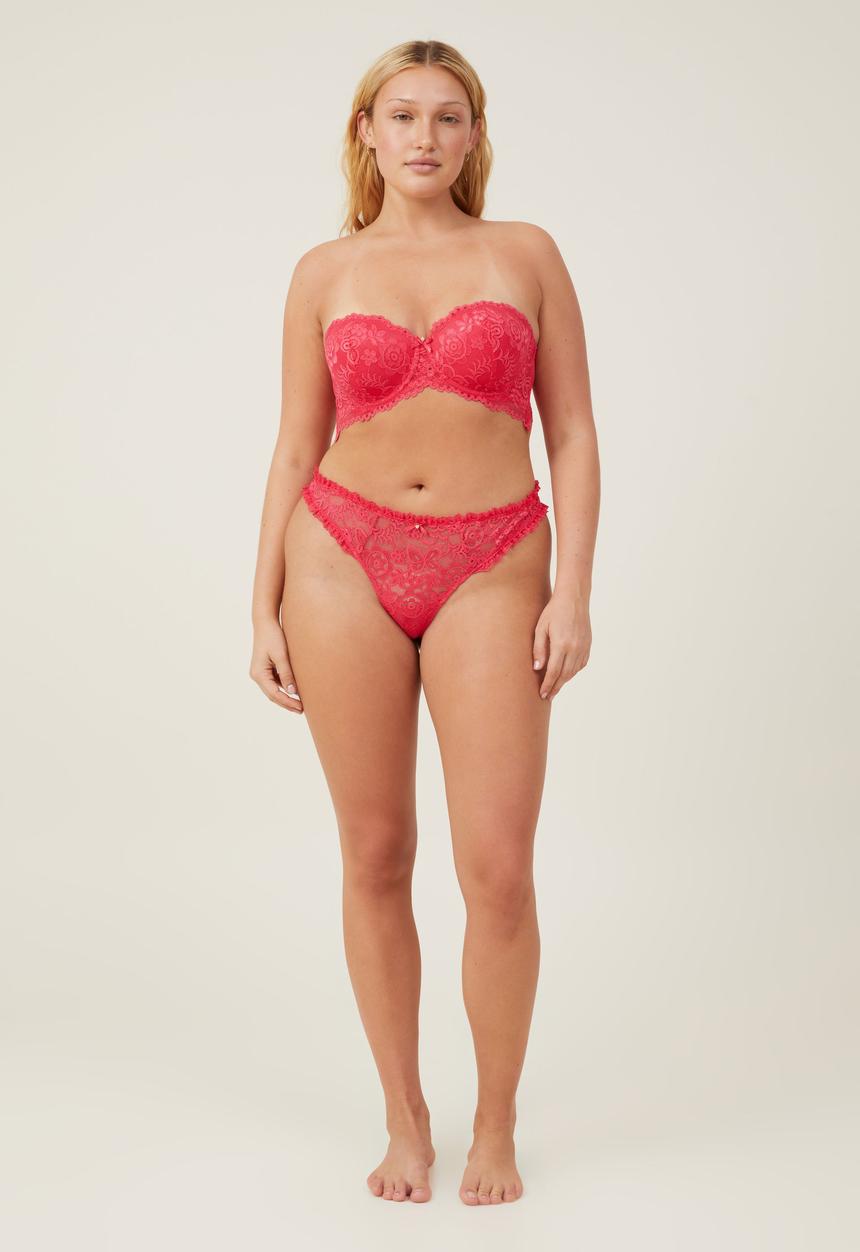 Cotton On - Enchanted Butterfly Lace G String Brief - Rose Red