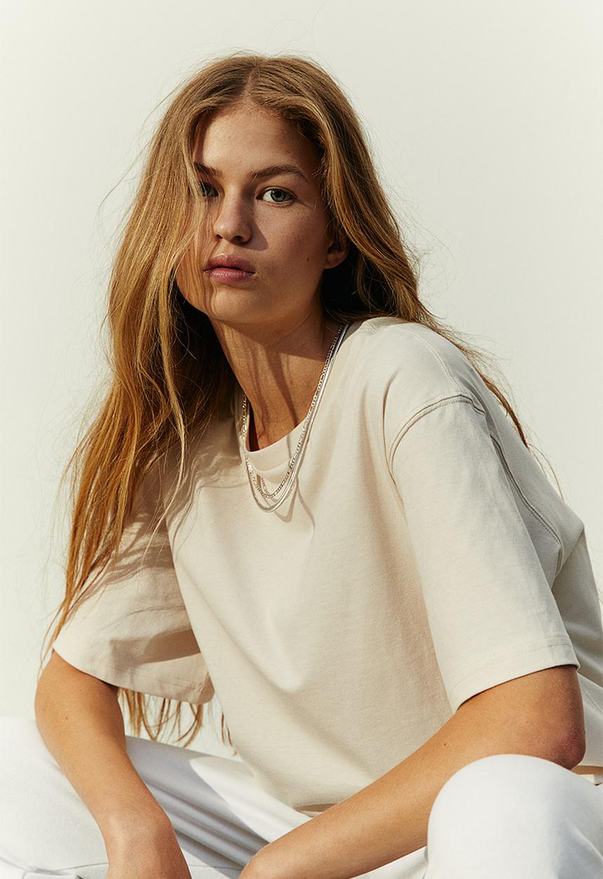 H&M - Boxy t-shirt - light beige