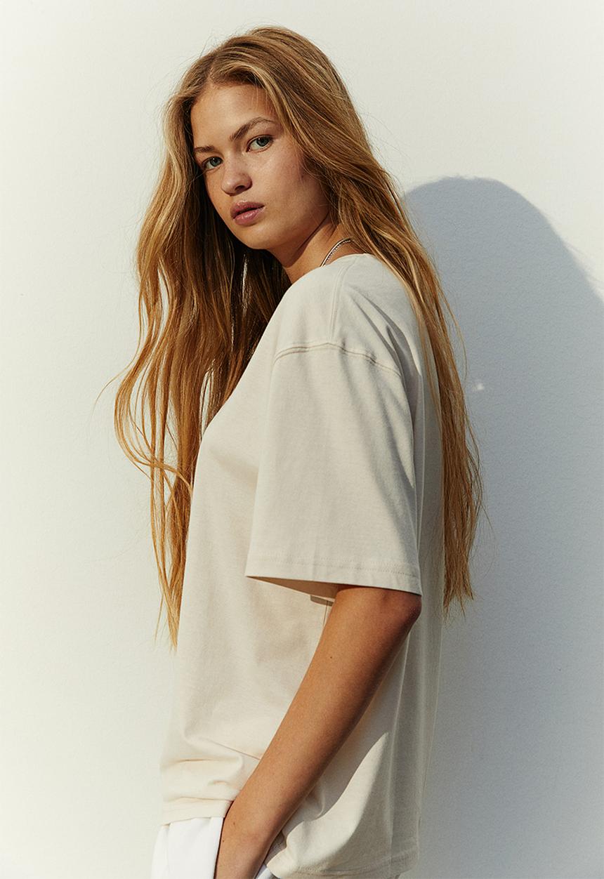 H&M - Boxy t-shirt - light beige