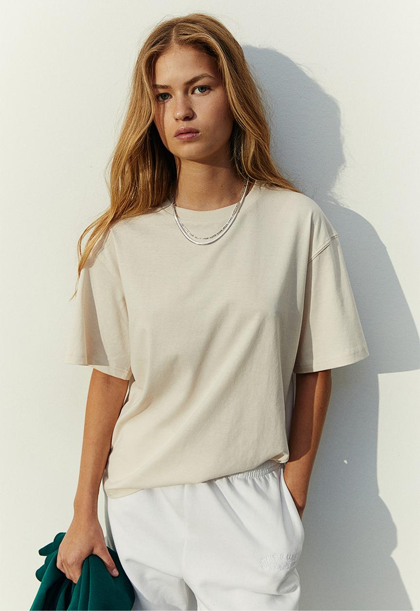 H&M - Boxy t-shirt - light beige