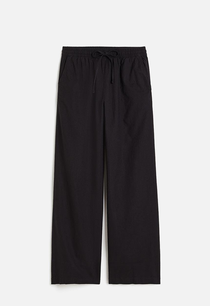 H&M - Linen-blend pull-on trousers - black