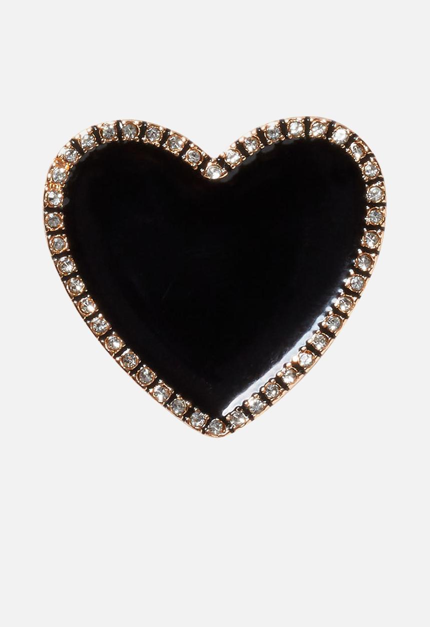 Crocs - Black heart with gold outline loose - black