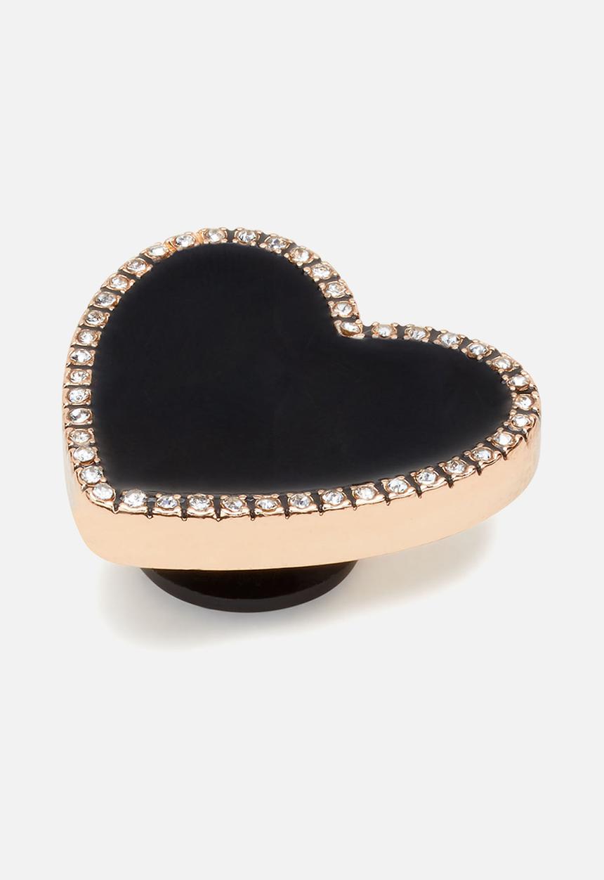 Crocs - Black heart with gold outline loose - black