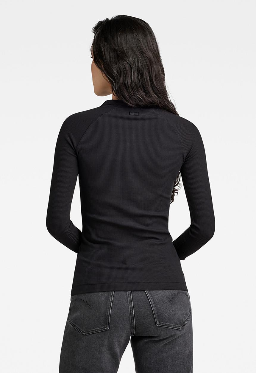 G-STAR - Slim rib r t long sleeve wmn - dk black