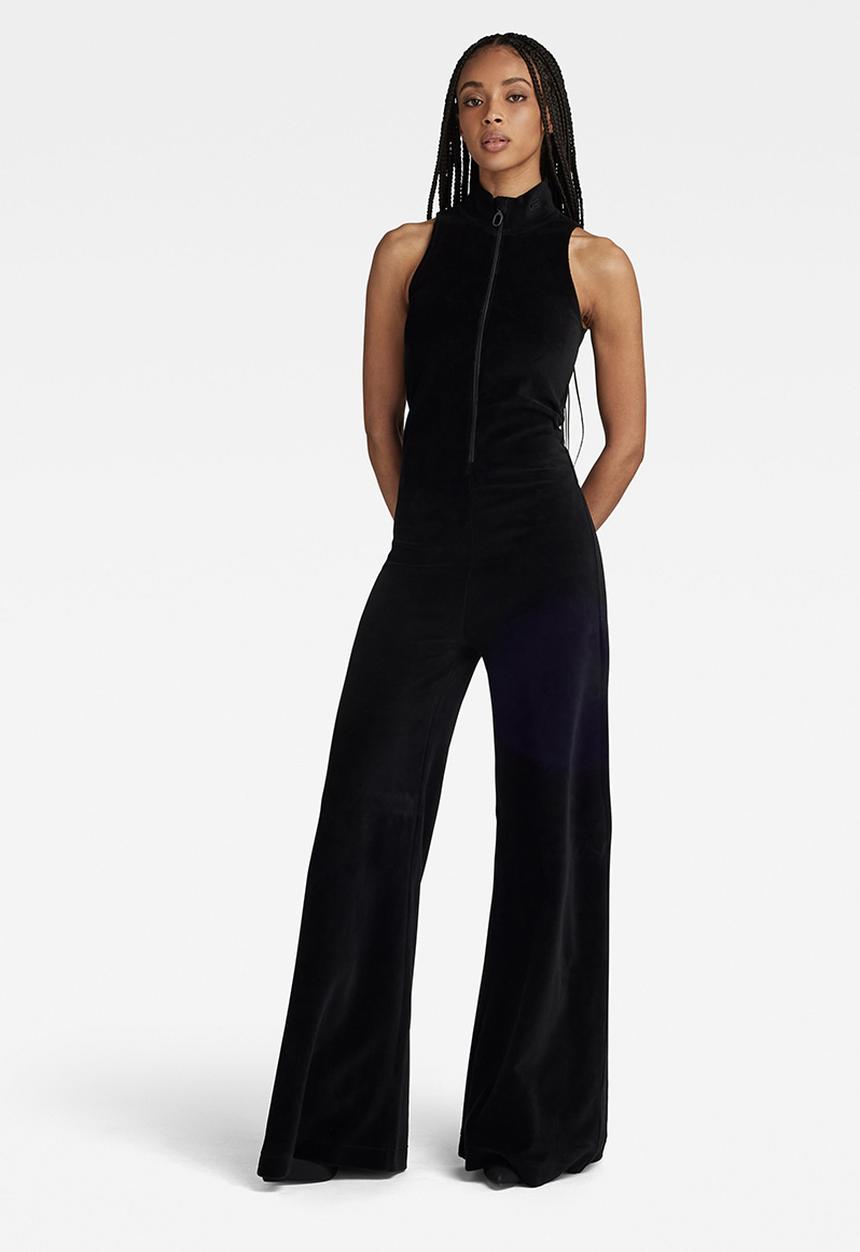 G-STAR - Velvet jumpsuit sleeveless - dk black