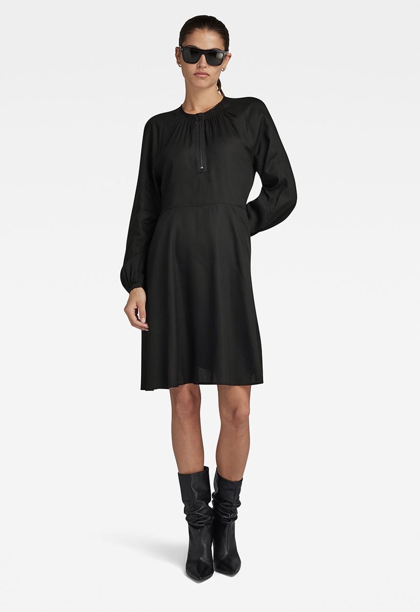 G-STAR - Short flared dress long sleeve wmn - dk black