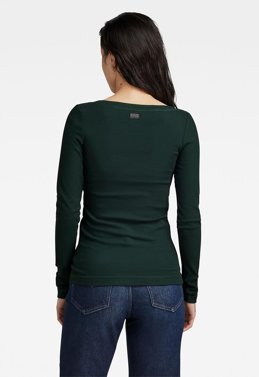 G-STAR - Slim rib scoop t long sleeve wmn - laub