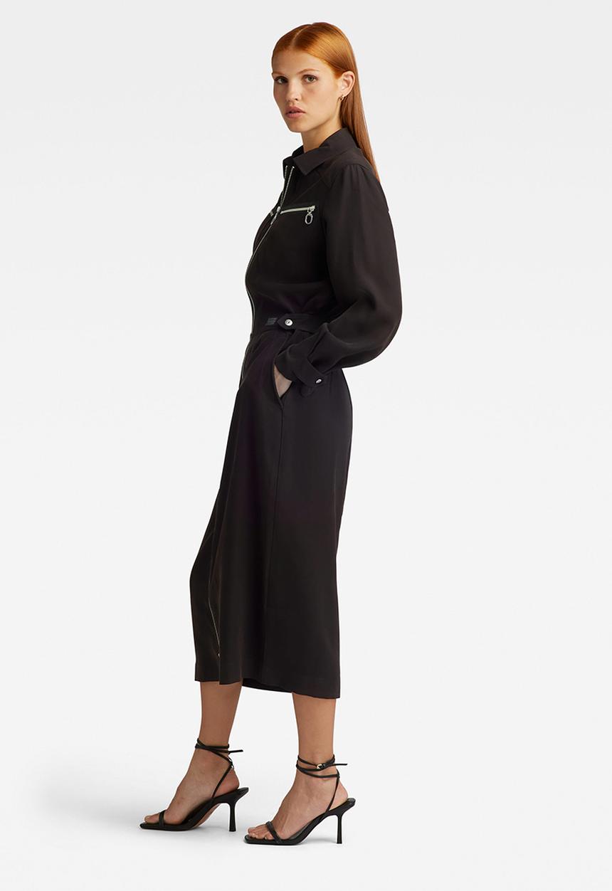 G-STAR - Zip through dress long sleeve wmn - dk black