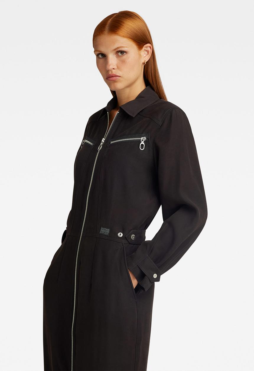 G-STAR - Zip through dress long sleeve wmn - dk black