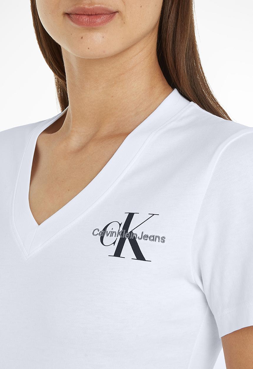 Calvin Klein - Monologo slim v-neck tee - bright white