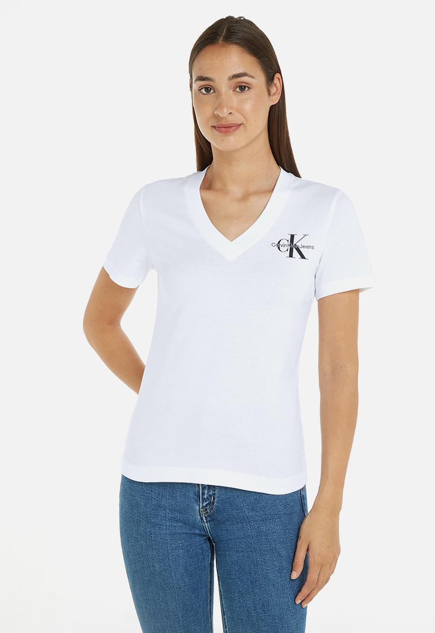 Calvin Klein - Monologo slim v-neck tee - bright white