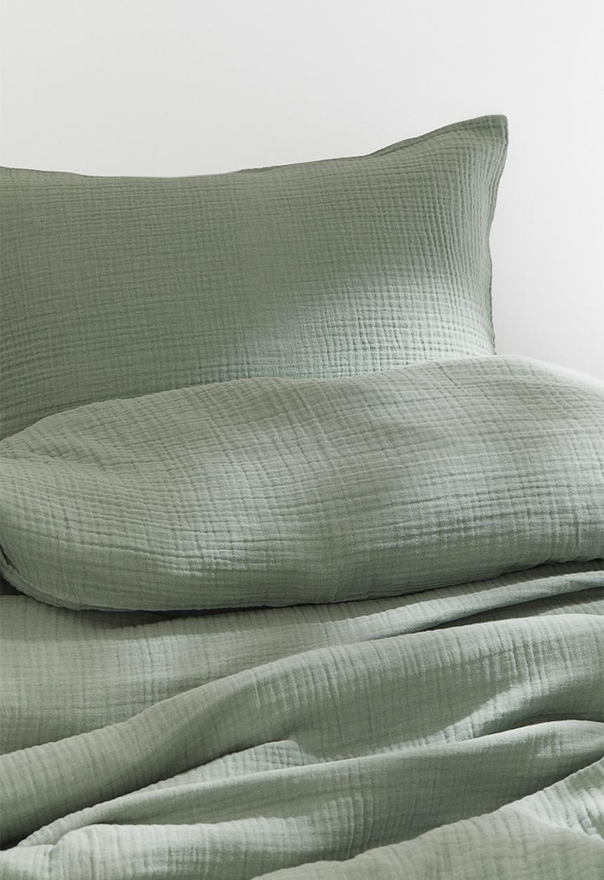 H&M - Muslin single duvet cover set - sage green