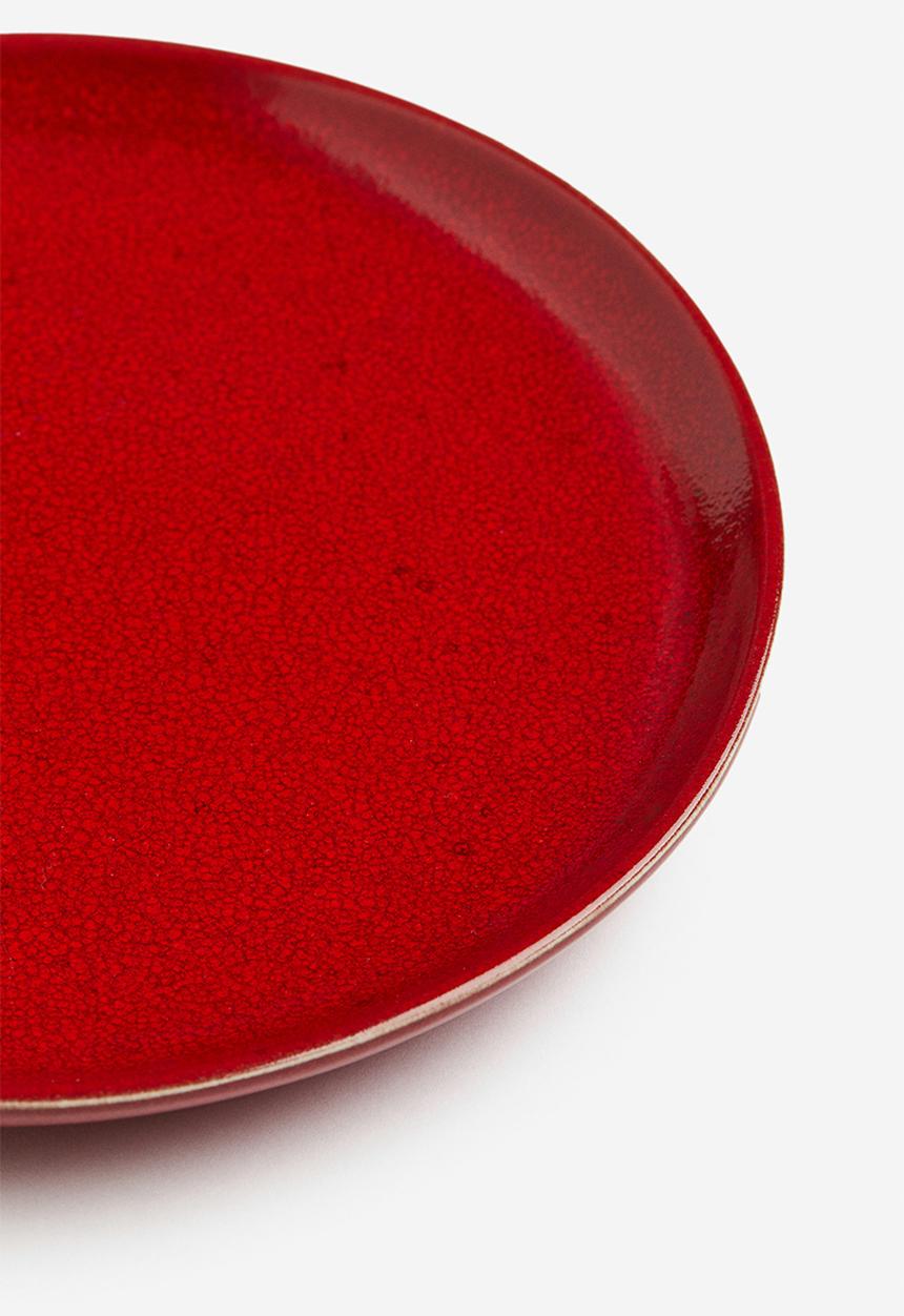 H&M - Small stoneware plate - deep red