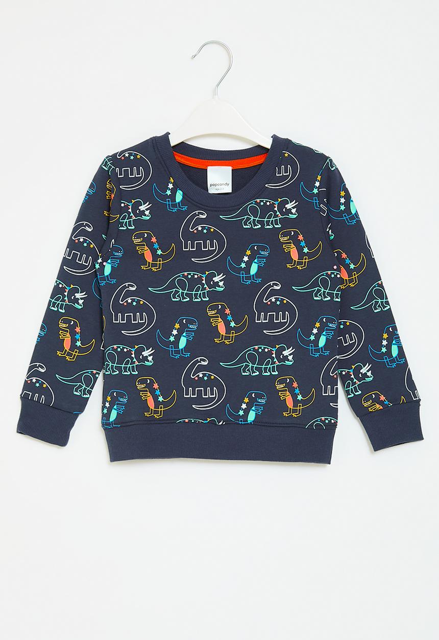 Pop Candy - Dino print sweat top - dark blue