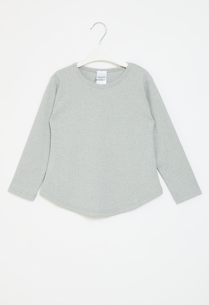 Pop Candy - Curve hem long sleeve tee - grey