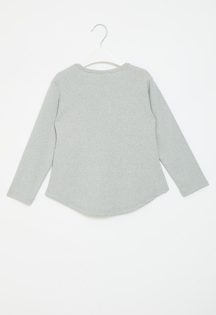 Pop Candy - Curve hem long sleeve tee - grey