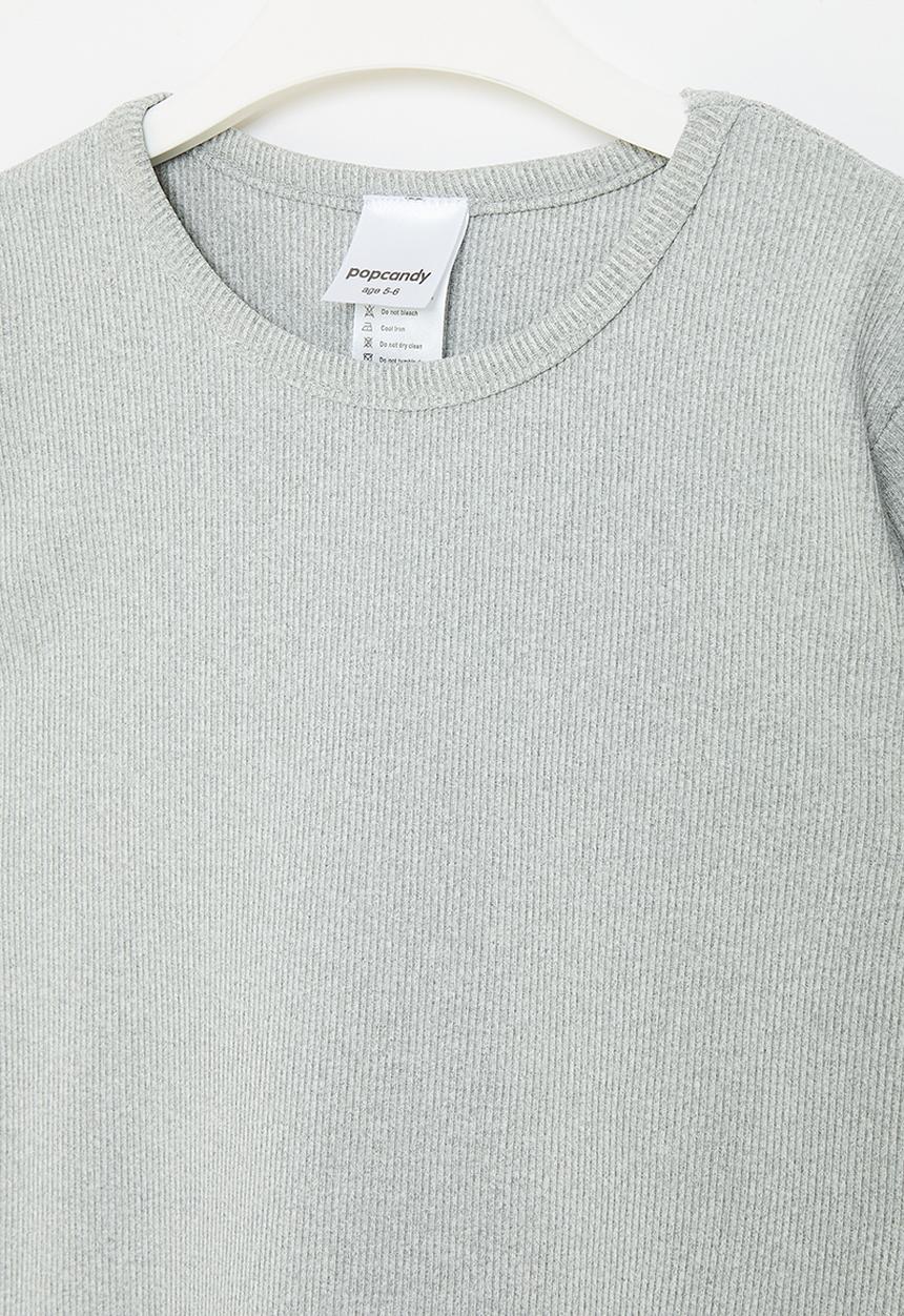 Pop Candy - Curve hem long sleeve tee - grey