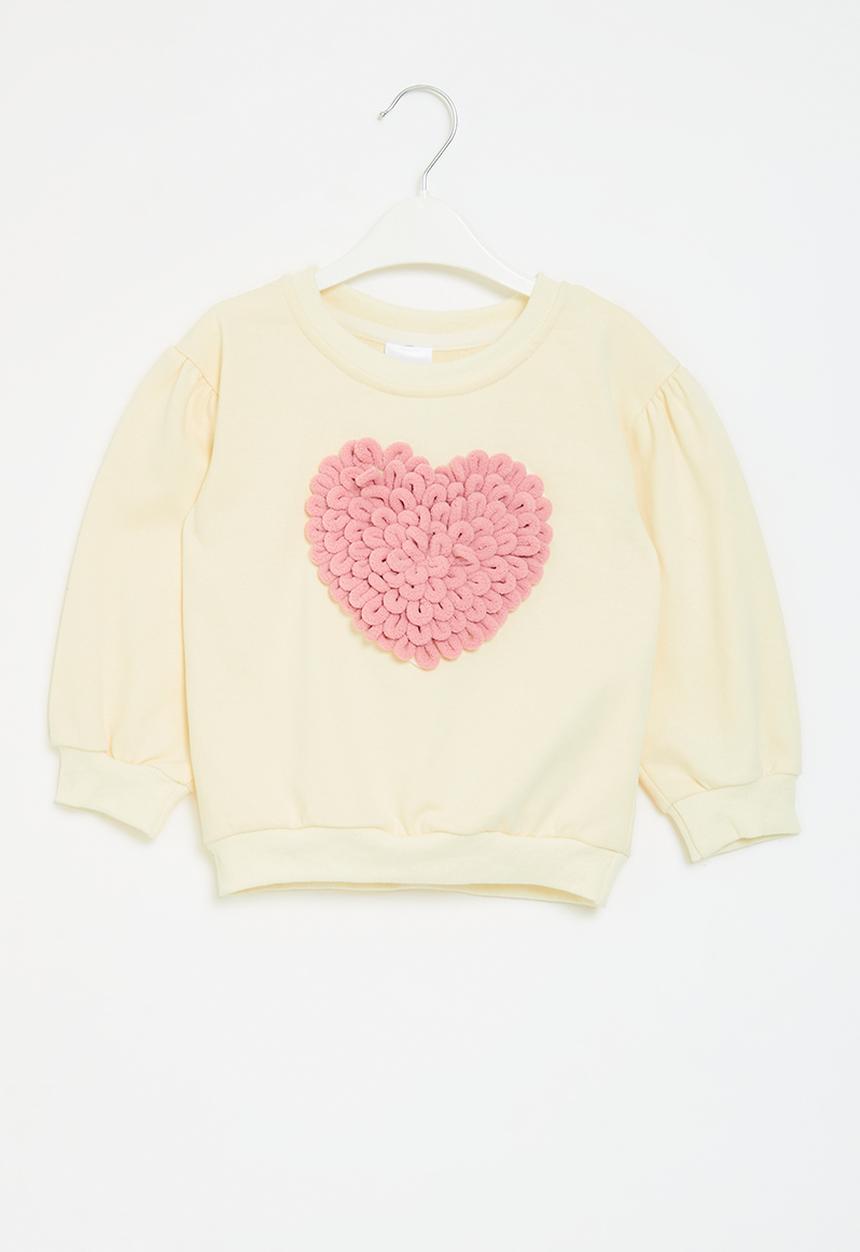 Pop Candy - Heart print sweat top - white & pink
