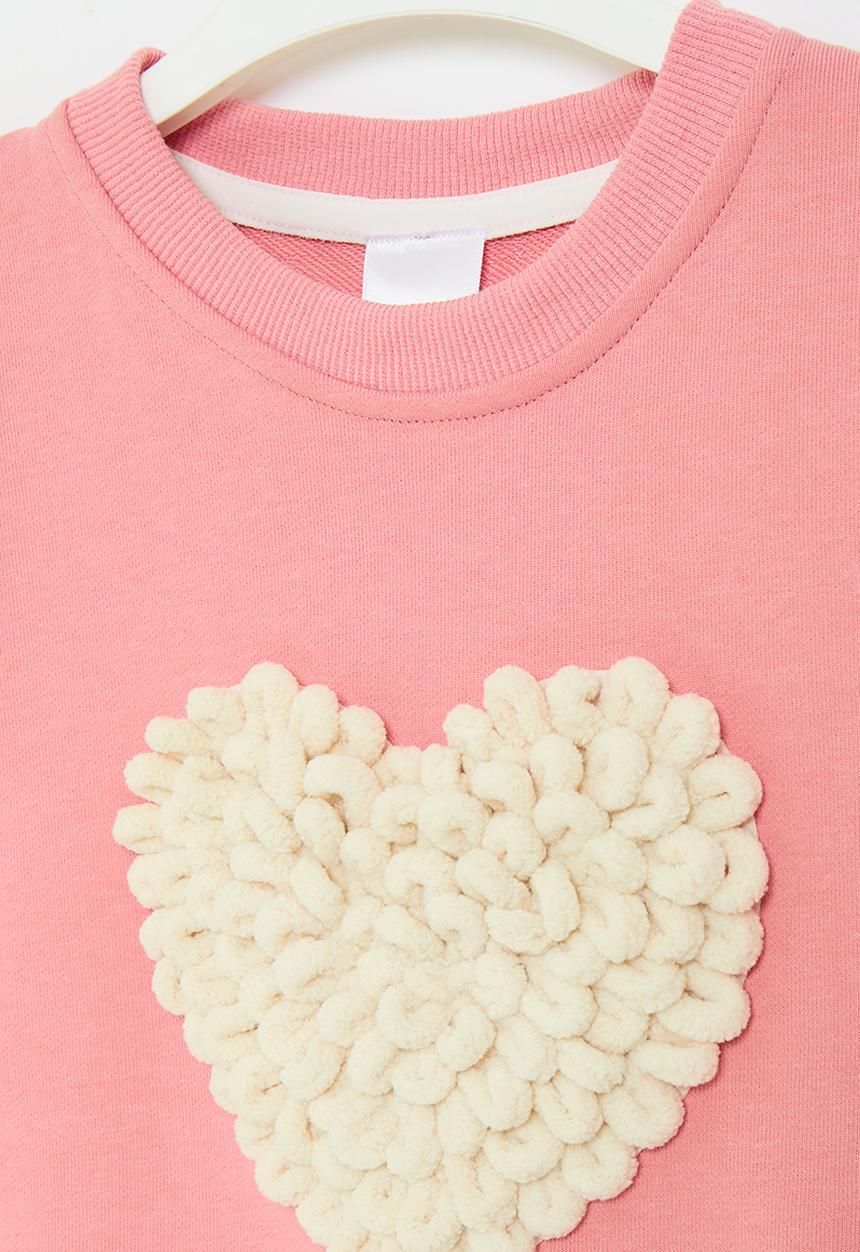 Pop Candy - Heart print sweat top - pink & white