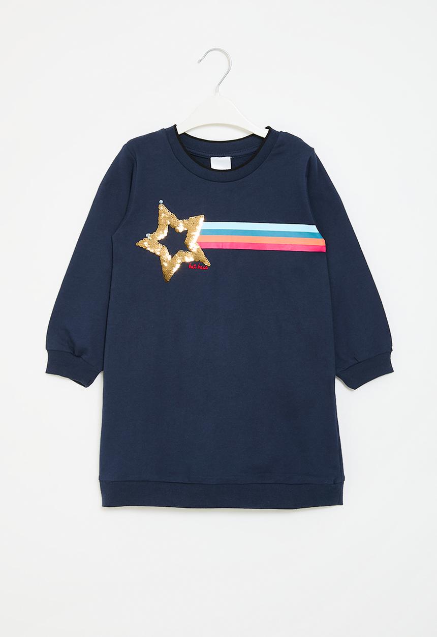 Pop Candy - Printed long sleeve dress - dark blue