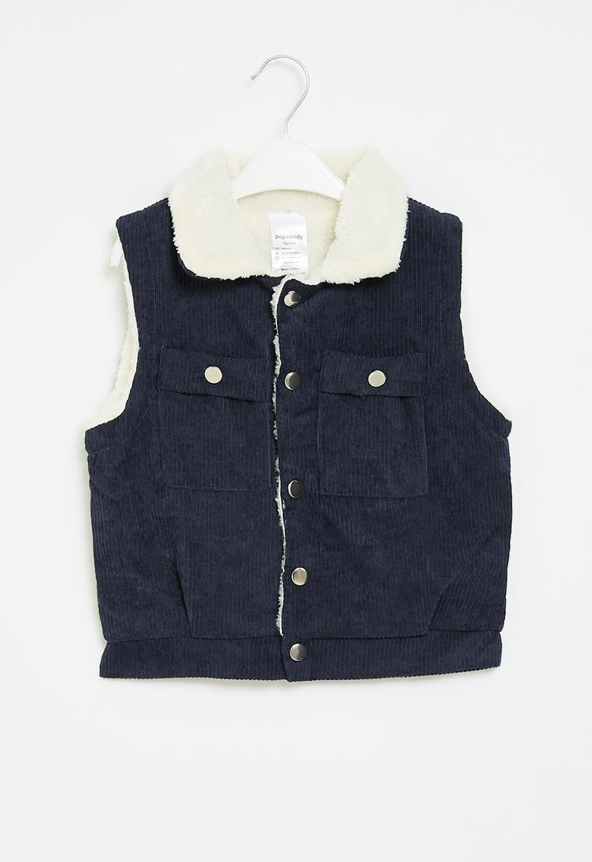 Pop Candy - Cord sherpa gilet - navy