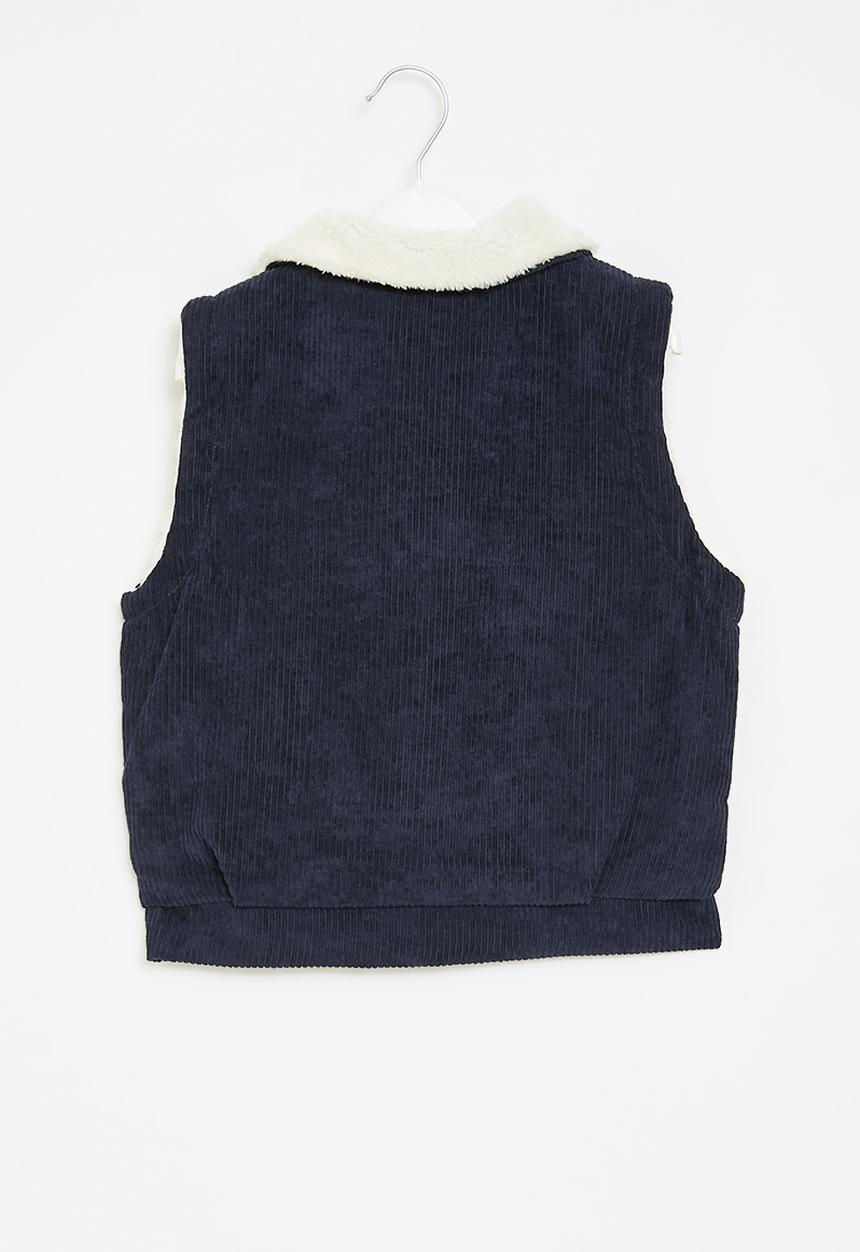 Pop Candy - Cord sherpa gilet - navy