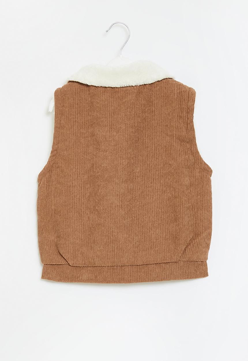 Pop Candy - Cord sherpa  gilet - brown