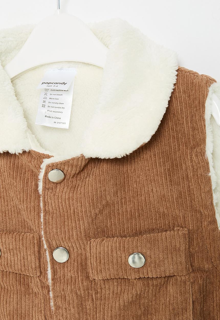Pop Candy - Cord sherpa  gilet - brown