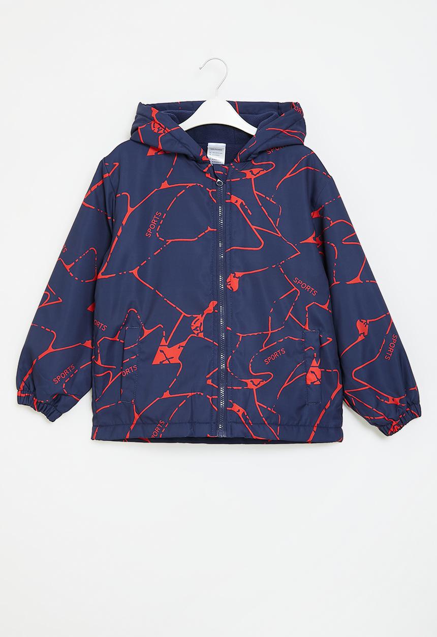 Pop Candy - Printed hooded jacket - red & navy
