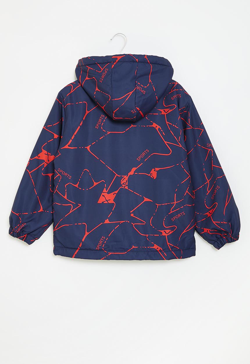 Pop Candy - Printed hooded jacket - red & navy