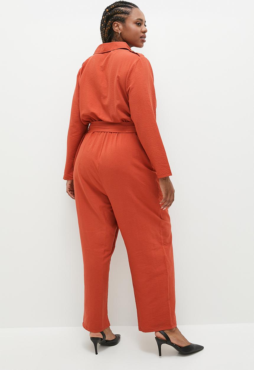 edit - Soft utility jumpsuit - burnt sienna 
