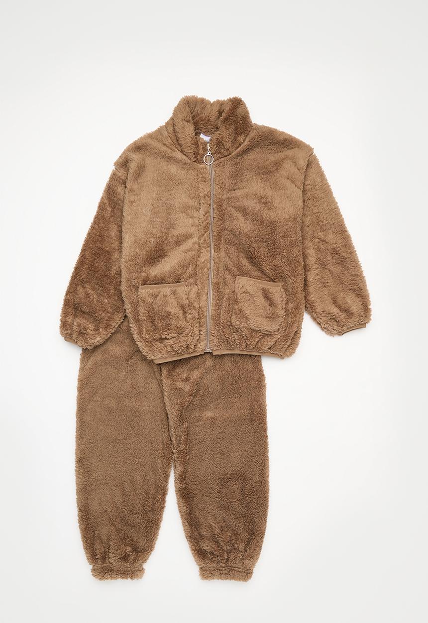 Pop Candy - Teddy fleece tracksuit set - brown