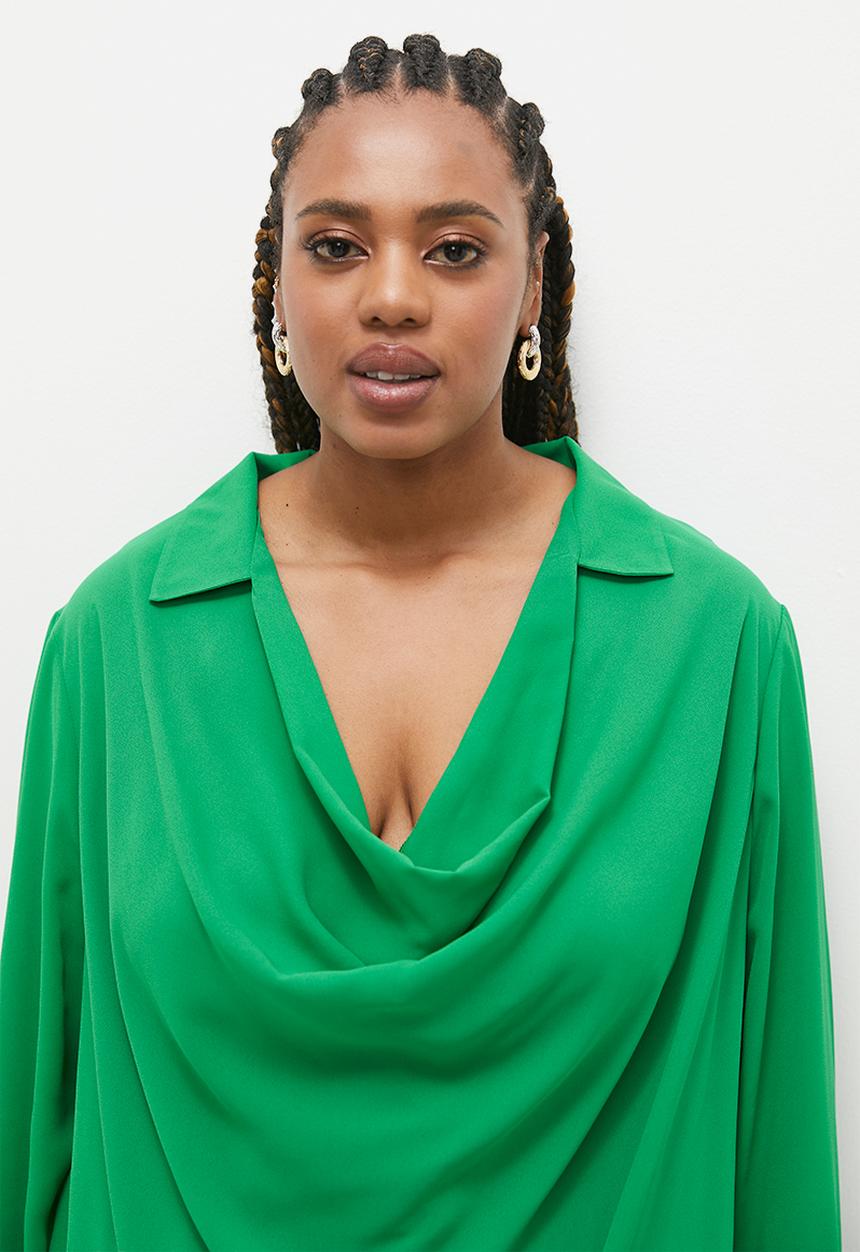 edit - Cowl collar blouse - spring green
