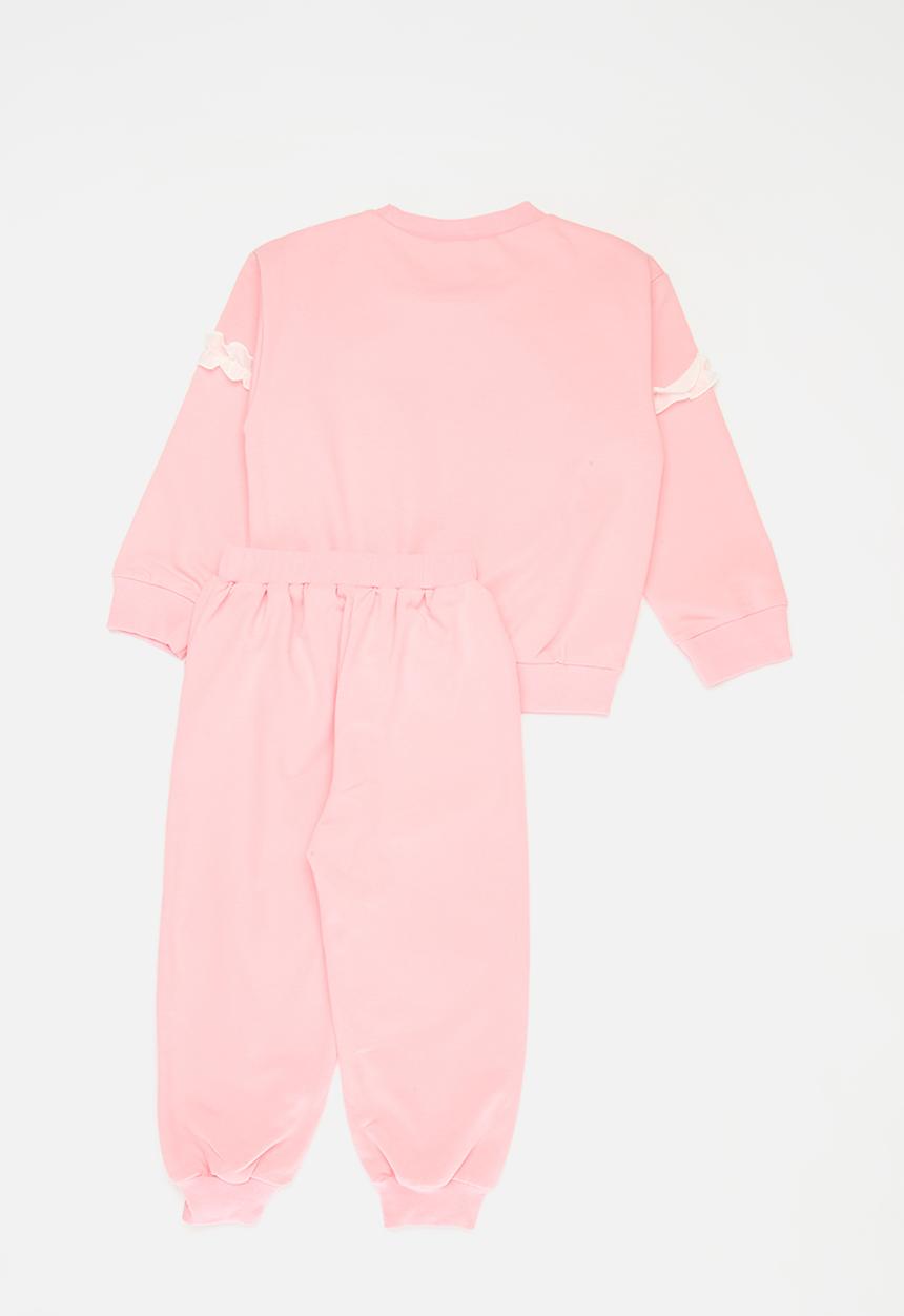 Pop Candy - Frill heart décor tracksuit set - pink