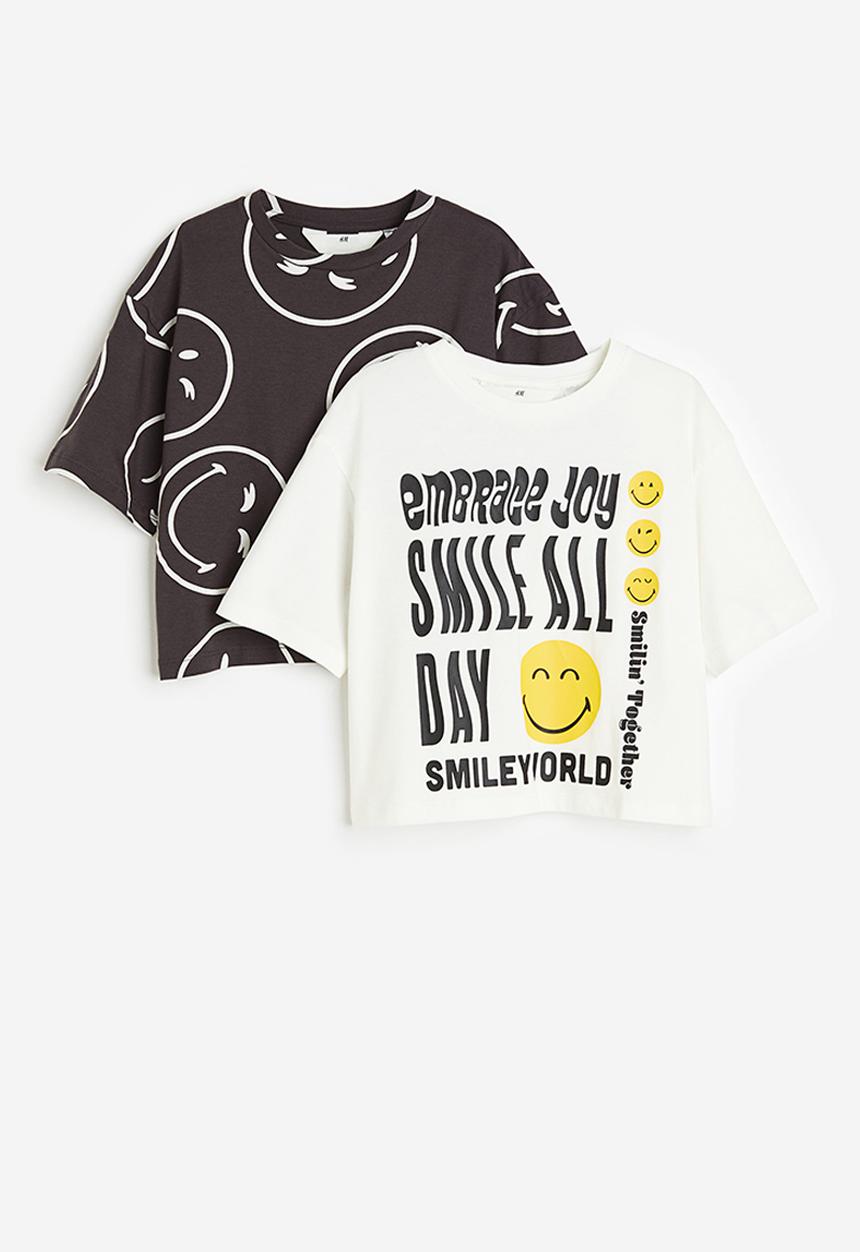 H&M - 2-Pack printed T-shirts - black smileyworld®