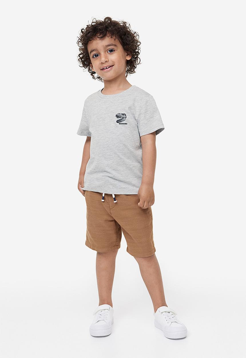 H&M - Cotton T-shirt - grey marl/t.rex