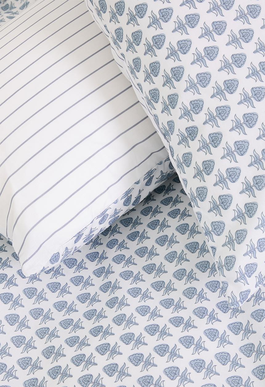 Sixth Floor - Motif Cotton Blend Reversible Duvet Set - blue