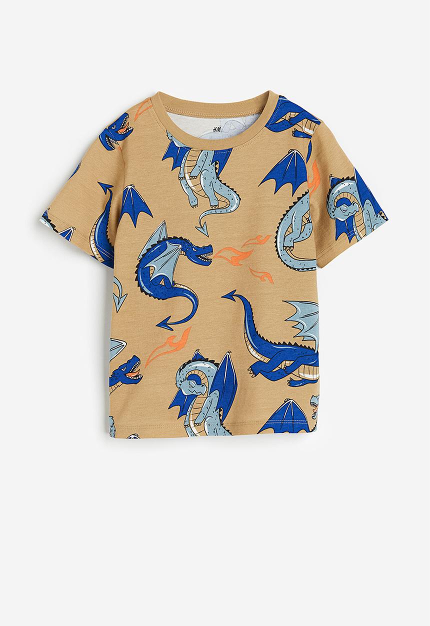 H&M - Cotton T-shirt - beige dragons