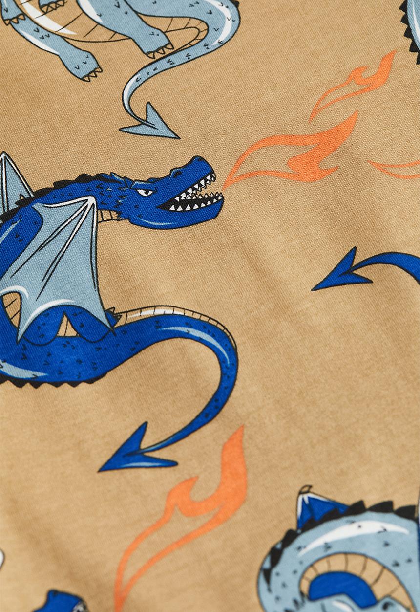 H&M - Cotton T-shirt - beige dragons