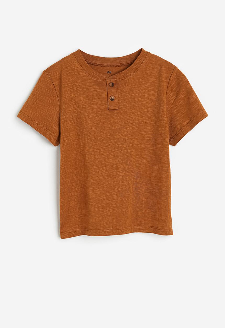 H&M - Cotton henley top - brown
