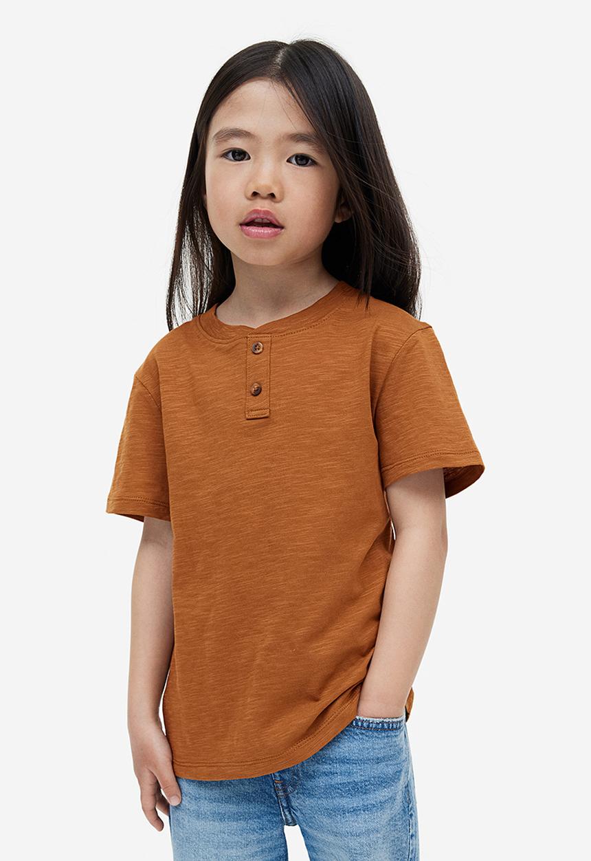 H&M - Cotton henley top - brown