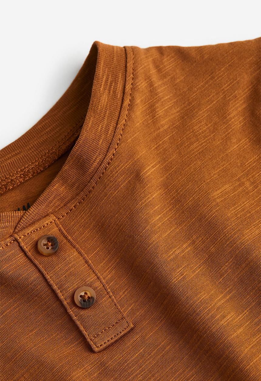 H&M - Cotton henley top - brown