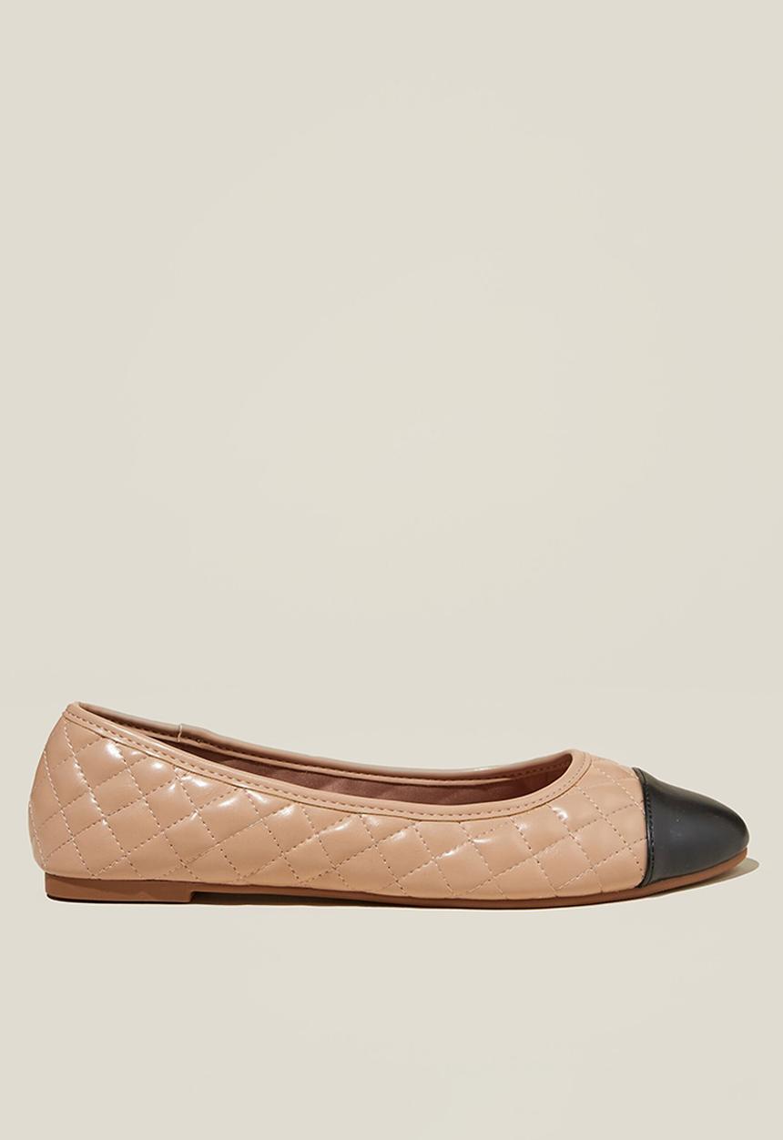 Cotton On - Emma ballerina - beige pink quilted