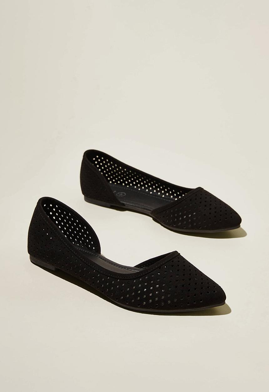 Cotton On - Prima dorsay ballerina - black micro